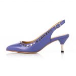 Luxury Purple Leather slingbacks low heel for woman