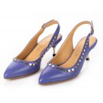 Luxury Purple Leather slingbacks low heel for woman