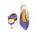 Luxury Purple Leather slingbacks low heel for woman