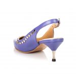Luxury Purple Leather slingbacks low heel for woman