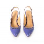 Luxury Purple Leather slingbacks low heel for woman