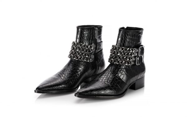 Black leather men Boots made in portugal